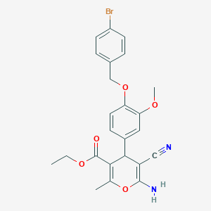 molecular formula C24H23BrN2O5 B296696 ethyl 6-amino-4-{4-[(4-bromobenzyl)oxy]-3-methoxyphenyl}-5-cyano-2-methyl-4H-pyran-3-carboxylate 