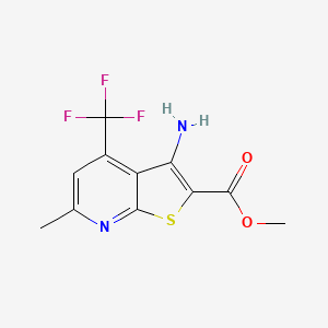 molecular formula C11H9F3N2O2S B2966961 Methyl 3-amino-6-methyl-4-(trifluoromethyl)thieno[2,3-b]pyridine-2-carboxylate CAS No. 313379-68-9