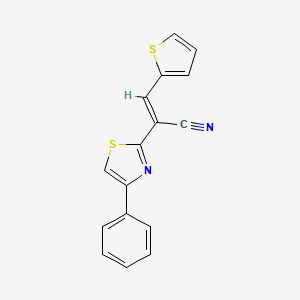 molecular formula C16H10N2S2 B2966965 (E)-2-(4-苯基噻唑-2-基)-3-(噻吩-2-基)丙烯腈 CAS No. 243975-40-8