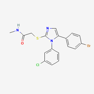 molecular formula C18H15BrClN3OS B2966979 2-((5-(4-bromophenyl)-1-(3-chlorophenyl)-1H-imidazol-2-yl)thio)-N-methylacetamide CAS No. 1226434-94-1