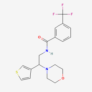 molecular formula C18H19F3N2O2S B2966980 N-(2-morpholino-2-(thiophen-3-yl)ethyl)-3-(trifluoromethyl)benzamide CAS No. 954691-87-3