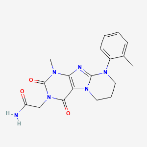 molecular formula C18H20N6O3 B2966981 2-[1-methyl-9-(2-methylphenyl)-2,4-dioxo-7,8-dihydro-6H-purino[7,8-a]pyrimidin-3-yl]acetamide CAS No. 876900-67-3