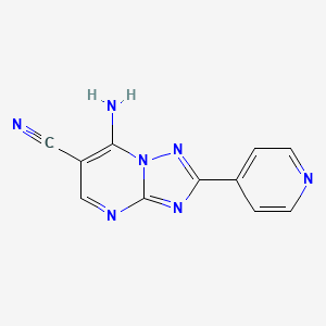 molecular formula C11H7N7 B2966991 7-Amino-2-pyridin-4-yl[1,2,4]triazolo[1,5-a]pyrimidine-6-carbonitrile CAS No. 120564-72-9