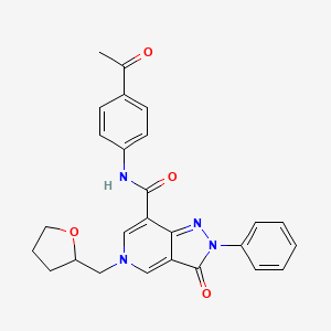 N-(4-acetylphenyl)-3-oxo-2-phenyl-5-((tetrahydrofuran-2-yl)methyl)-3,5-dihydro-2H-pyrazolo[4,3-c]pyridine-7-carboxamide
