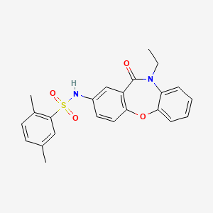 molecular formula C23H22N2O4S B2967008 N-(10-ethyl-11-oxo-10,11-dihydrodibenzo[b,f][1,4]oxazepin-2-yl)-2,5-dimethylbenzenesulfonamide CAS No. 922137-03-9