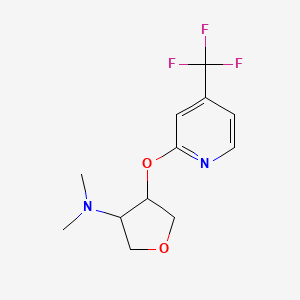 molecular formula C12H15F3N2O2 B2967044 N,N-dimethyl-4-{[4-(trifluoromethyl)pyridin-2-yl]oxy}oxolan-3-amine CAS No. 2200106-04-1
