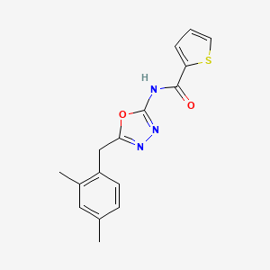 molecular formula C16H15N3O2S B2967046 N-(5-(2,4-dimethylbenzyl)-1,3,4-oxadiazol-2-yl)thiophene-2-carboxamide CAS No. 954599-50-9