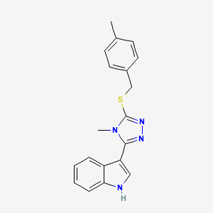 molecular formula C19H18N4S B2967047 3-(4-甲基-5-((4-甲基苄基)硫)-4H-1,2,4-三唑-3-基)-1H-吲哚 CAS No. 852143-29-4
