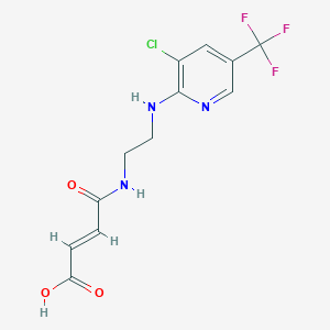 molecular formula C12H11ClF3N3O3 B2967049 4-[(2-{[3-Chloro-5-(trifluoromethyl)-2-pyridinyl]-amino}ethyl)amino]-4-oxo-2-butenoic acid CAS No. 339096-60-5