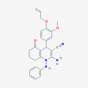 molecular formula C26H26N4O3 B296705 4-[4-(Allyloxy)-3-methoxyphenyl]-2-amino-1-anilino-5-oxo-1,4,5,6,7,8-hexahydro-3-quinolinecarbonitrile 
