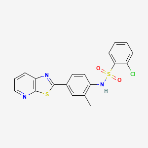 molecular formula C19H14ClN3O2S2 B2967051 2-chloro-N-(2-methyl-4-(thiazolo[5,4-b]pyridin-2-yl)phenyl)benzenesulfonamide CAS No. 912624-25-0