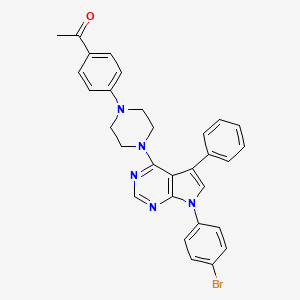 molecular formula C30H26BrN5O B2967052 1-(4-(4-(7-(4-bromophenyl)-5-phenyl-7H-pyrrolo[2,3-d]pyrimidin-4-yl)piperazin-1-yl)phenyl)ethanone CAS No. 477241-01-3