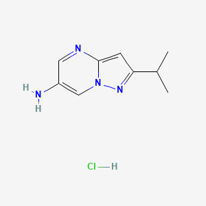molecular formula C9H13ClN4 B2967053 2-Isopropylpyrazolo[1,5-a]pyrimidin-6-amine hydrochloride CAS No. 1707358-53-9
