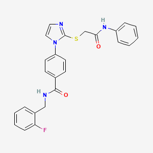 molecular formula C25H21FN4O2S B2967061 4-{2-[(2-anilino-2-oxoethyl)thio]-1H-imidazol-1-yl}-N-(2-fluorobenzyl)benzamide CAS No. 1207013-48-6