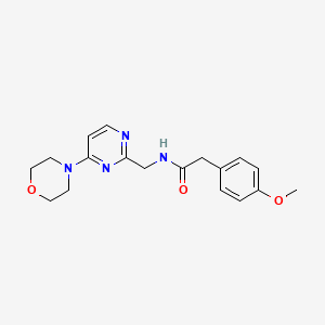 molecular formula C18H22N4O3 B2967064 2-(4-methoxyphenyl)-N-((4-morpholinopyrimidin-2-yl)methyl)acetamide CAS No. 1797805-12-9