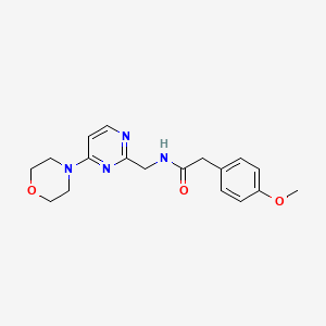 molecular formula C18H22N4O3 B2967064 2-(4-甲氧基苯基)-N-((4-吗啉嘧啶-2-基)甲基)乙酰胺 CAS No. 1797805-12-9