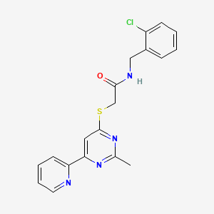 molecular formula C19H17ClN4OS B2967069 N-(2-chlorobenzyl)-2-((2-methyl-6-(pyridin-2-yl)pyrimidin-4-yl)thio)acetamide CAS No. 1251620-45-7
