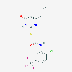 molecular formula C16H15ClF3N3O2S B2967087 N-(2-chloro-5-(trifluoromethyl)phenyl)-2-((6-oxo-4-propyl-1,6-dihydropyrimidin-2-yl)thio)acetamide CAS No. 803697-54-3