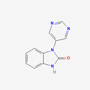 molecular formula C11H8N4O B2967092 3-嘧啶-5-基-1H-苯并咪唑-2-酮 CAS No. 2413870-15-0