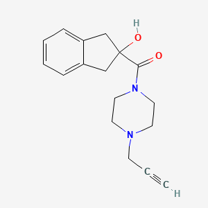 molecular formula C17H20N2O2 B2967113 (2-Hydroxy-1,3-dihydroinden-2-yl)-(4-prop-2-ynylpiperazin-1-yl)methanone CAS No. 1436072-89-7