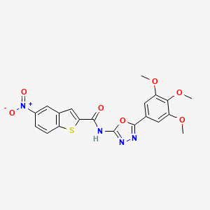 molecular formula C20H16N4O7S B2967126 5-nitro-N-[5-(3,4,5-trimethoxyphenyl)-1,3,4-oxadiazol-2-yl]-1-benzothiophene-2-carboxamide CAS No. 891119-45-2