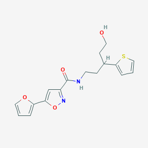 molecular formula C17H18N2O4S B2967138 5-(呋喃-2-基)-N-(5-羟基-3-(噻吩-2-基)戊基)异恶唑-3-甲酰胺 CAS No. 2034480-49-2