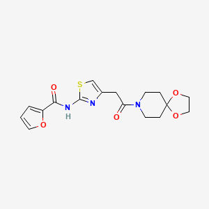 molecular formula C17H19N3O5S B2967139 N-(4-(2-氧代-2-(1,4-二氧杂-8-氮杂螺[4.5]癸-8-基)乙基)噻唑-2-基)呋喃-2-甲酰胺 CAS No. 921520-71-0