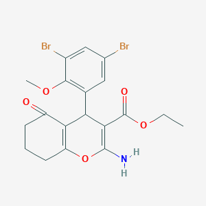 molecular formula C19H19Br2NO5 B296715 ethyl 2-amino-4-(3,5-dibromo-2-methoxyphenyl)-5-oxo-5,6,7,8-tetrahydro-4H-chromene-3-carboxylate 
