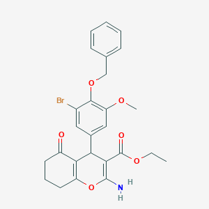molecular formula C26H26BrNO6 B296716 ethyl 2-amino-4-[4-(benzyloxy)-3-bromo-5-methoxyphenyl]-5-oxo-5,6,7,8-tetrahydro-4H-chromene-3-carboxylate 