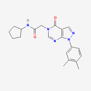 molecular formula C20H23N5O2 B2967161 N-环戊基-2-(1-(3,4-二甲基苯基)-4-氧代-1H-吡唑并[3,4-d]嘧啶-5(4H)-基)乙酰胺 CAS No. 852451-63-9