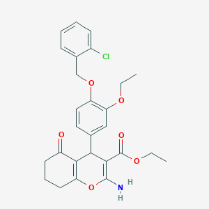 molecular formula C27H28ClNO6 B296719 ethyl 2-amino-4-{4-[(2-chlorobenzyl)oxy]-3-ethoxyphenyl}-5-oxo-5,6,7,8-tetrahydro-4H-chromene-3-carboxylate 