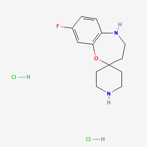molecular formula C13H19Cl2FN2O B2967193 8-Fluoro-4,5-dihydro-3H-spiro[1,5-benzoxazepine-2,4'-piperidine] dihydrochloride CAS No. 2197056-79-2