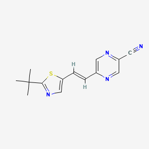 B2967196 5-[(E)-2-(2-Tert-butyl-1,3-thiazol-5-yl)ethenyl]pyrazine-2-carbonitrile CAS No. 2094962-33-9