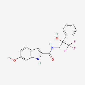 molecular formula C19H17F3N2O3 B2967202 6-甲氧基-N-(3,3,3-三氟-2-羟基-2-苯基丙基)-1H-吲哚-2-甲酰胺 CAS No. 1795442-68-0