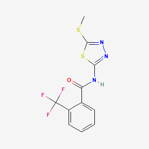 molecular formula C11H8F3N3OS2 B2967235 N-(5-(甲硫基)-1,3,4-噻二唑-2-基)-2-(三氟甲基)苯甲酰胺 CAS No. 391875-79-9