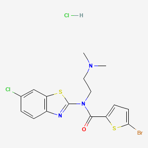 molecular formula C16H16BrCl2N3OS2 B2967239 5-溴-N-(6-氯苯并[d]噻唑-2-基)-N-(2-(二甲氨基)乙基)噻吩-2-甲酰胺盐酸盐 CAS No. 1216562-65-0
