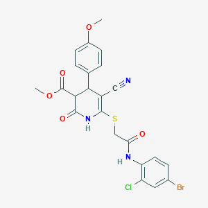 molecular formula C23H19BrClN3O5S B296724 Methyl 6-{[2-(4-bromo-2-chloroanilino)-2-oxoethyl]sulfanyl}-5-cyano-4-(4-methoxyphenyl)-2-oxo-1,2,3,4-tetrahydro-3-pyridinecarboxylate 