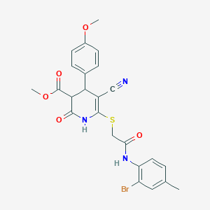 molecular formula C24H22BrN3O5S B296725 Methyl 6-({2-[(2-bromo-4-methylphenyl)amino]-2-oxoethyl}sulfanyl)-5-cyano-4-(4-methoxyphenyl)-2-oxo-1,2,3,4-tetrahydropyridine-3-carboxylate 