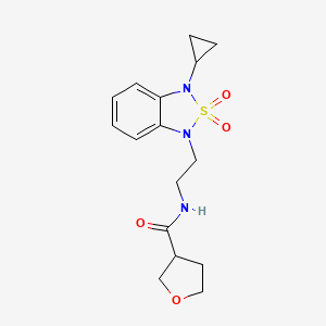 N-[2-(3-cyclopropyl-2,2-dioxo-1,3-dihydro-2lambda6,1,3-benzothiadiazol-1-yl)ethyl]oxolane-3-carboxamide