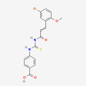 molecular formula C18H15BrN2O4S B2967270 4-[3-(5-Bromo-2-methoxyphenyl)prop-2-enoylcarbamothioylamino]benzoic acid CAS No. 535936-56-2