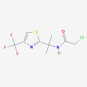 molecular formula C9H10ClF3N2OS B2967279 2-Chloro-N-[2-[4-(trifluoromethyl)-1,3-thiazol-2-yl]propan-2-yl]acetamide CAS No. 2411195-75-8