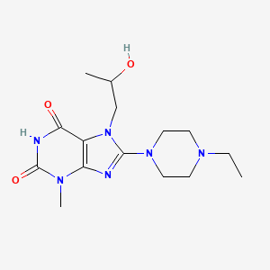 molecular formula C15H24N6O3 B2967285 8-(4-ethylpiperazin-1-yl)-7-(2-hydroxypropyl)-3-methyl-1H-purine-2,6(3H,7H)-dione CAS No. 876894-19-8