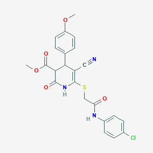 molecular formula C23H20ClN3O5S B296729 Methyl 6-{[2-(4-chloroanilino)-2-oxoethyl]sulfanyl}-5-cyano-4-(4-methoxyphenyl)-2-oxo-1,2,3,4-tetrahydro-3-pyridinecarboxylate 