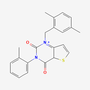 molecular formula C22H20N2O2S B2967290 1-[(2,5-二甲基苯基)甲基]-3-(2-甲基苯基)-1H,2H,3H,4H-噻吩[3,2-d]嘧啶-2,4-二酮 CAS No. 1326848-26-3