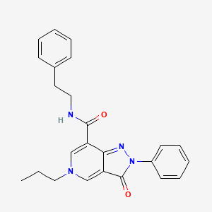 molecular formula C24H24N4O2 B2967299 3-oxo-N-phenethyl-2-phenyl-5-propyl-3,5-dihydro-2H-pyrazolo[4,3-c]pyridine-7-carboxamide CAS No. 921881-46-1