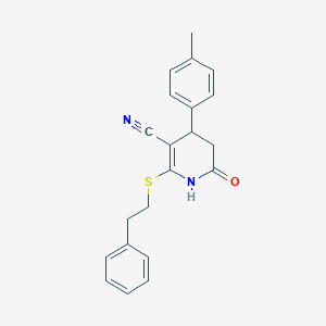 molecular formula C21H20N2OS B296730 4-(4-Methylphenyl)-6-oxo-2-[(2-phenylethyl)sulfanyl]-1,4,5,6-tetrahydro-3-pyridinecarbonitrile 