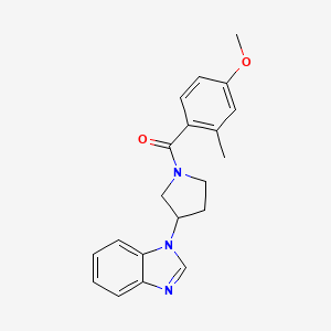 molecular formula C20H21N3O2 B2967302 1-[1-(4-methoxy-2-methylbenzoyl)pyrrolidin-3-yl]-1H-1,3-benzodiazole CAS No. 2034514-33-3