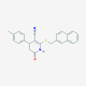 molecular formula C24H20N2OS B296732 4-(4-Methylphenyl)-2-[(2-naphthylmethyl)sulfanyl]-6-oxo-1,4,5,6-tetrahydro-3-pyridinecarbonitrile 
