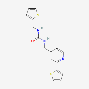 molecular formula C16H15N3OS2 B2967329 1-((2-(Thiophen-2-yl)pyridin-4-yl)methyl)-3-(thiophen-2-ylmethyl)urea CAS No. 2034437-54-0