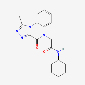 molecular formula C18H21N5O2 B2967338 N-cyclohexyl-2-(1-methyl-4-oxo-[1,2,4]triazolo[4,3-a]quinoxalin-5(4H)-yl)acetamide CAS No. 1359065-48-7